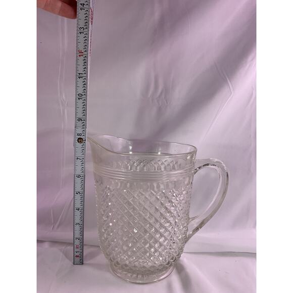 Vintage Crystal Anchor Hocking Miss America Depression Glass Pitcher Diamont Cut - Picture 11 of 12